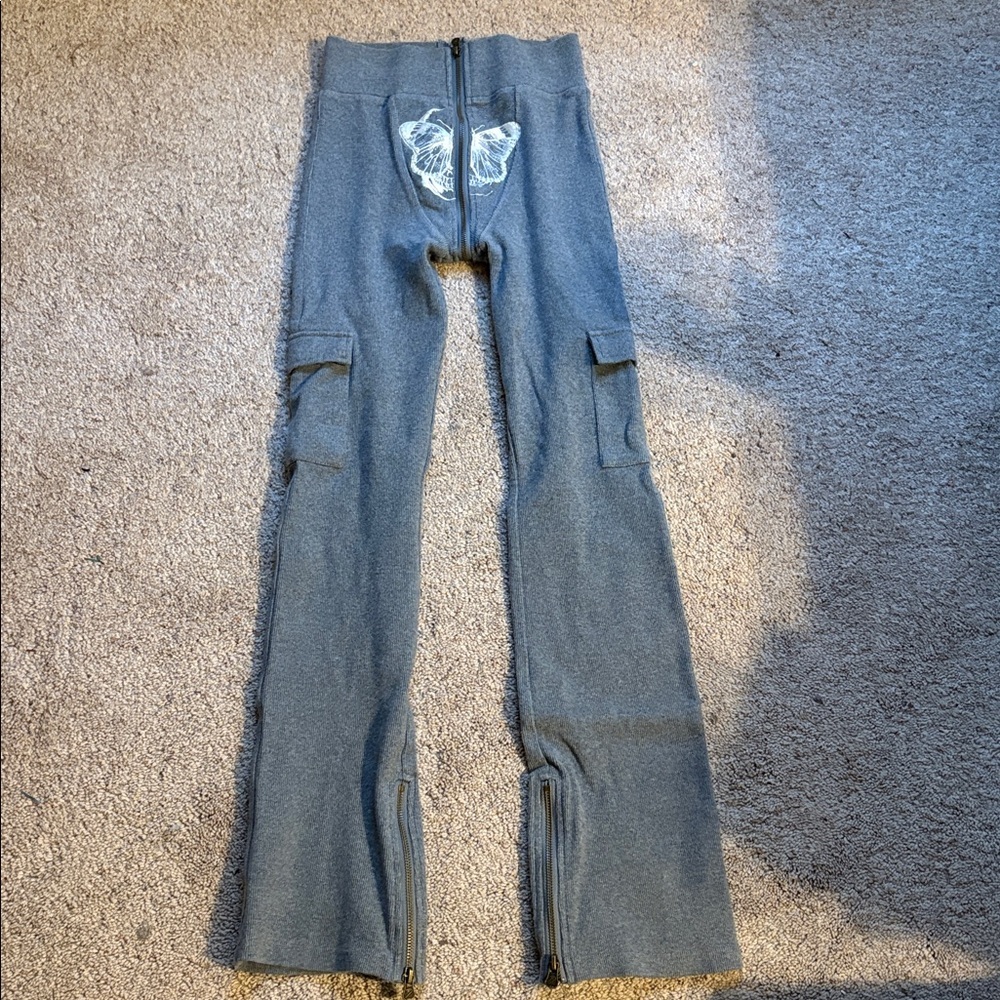 Tordrobes Butterfly Signature U-Zip Cargo Pants gray white size medium cotton - Picture 4 of 12
